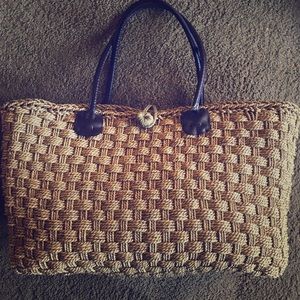 Wicker rattan beach bag